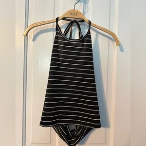 Black and White Striped Halter Top